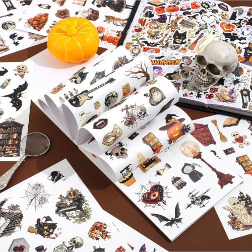 Halloween Sticker Book, 400+ Waterproof Vinyl Halloween Stickers, Funny Stickers for Adults & Kids, Cute Spooky Pumpkin Witch Stickers for Journaling, Scrapbooking, Crafts, Laptops and Water Bottles - Image 7