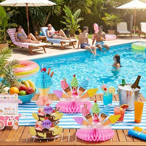 Outus 6 Pcs Ice Cream Table Decorations, Honeycomb Centerpieces Set - Image 6