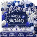 Blue Birthday Decorations for Men Boys Blue and Silver Party Decorations by Perpetily