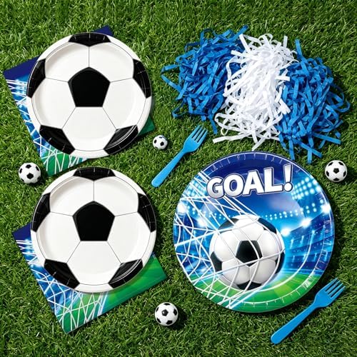 REDWORD Soccer Party Decorations, 96Pcs Soccer Plates and Napkins-Serves 24 with Forks for World Soccer Cup Sports Theme Birthday Party Decorations - Image 5