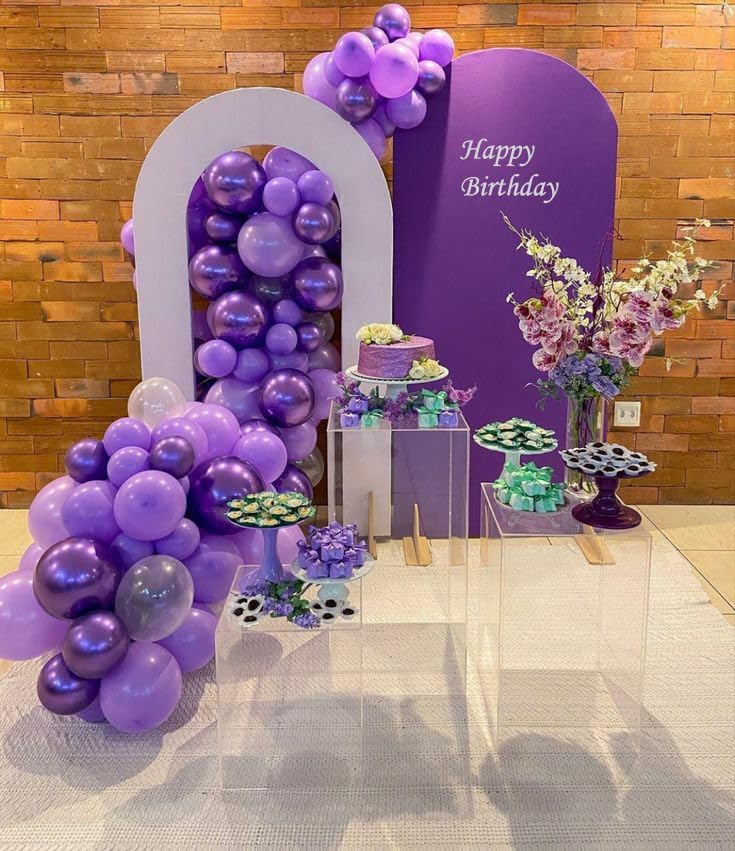 AIOZX Purple Latex Balloon Set - 50 Pcs 12 Inches Dark Purple Balloons Metallic Purple Balloons for Birthday Wedding Baby Shower Party Decoration - Image 2
