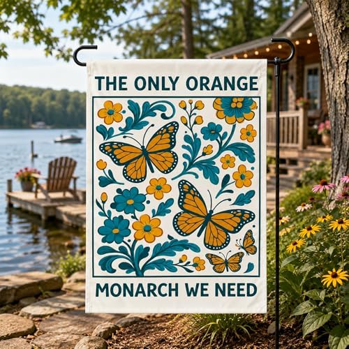 Halloween Decorations - Monarch Butterfly Garden Flag - THE ONLY ORANGE MONARCH WE NEED Garden Flags for Outdoor Outside | Vintage Floral Yard Flag | Funny Farmhouse Porch Decorations, Double Sided Butterfly Decor - Image 7