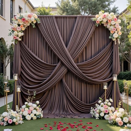 12ft x 10ft Brown Backdrop Curtains for Parties, Wrinkle Free 2 Panels Photo Backdrop Drapes Back Drop Cloth for Wedding Birthday Photography Background Decor - Image 4