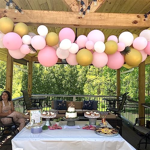Pink Gold Balloons Set, 12 Inch Matte Pink Pastel Baby Pink Metallic Gold Confetti Latex Balloons for Girls Women, Pink Gold Party Balloons for Birthday Baby Bridal Shower Wedding Party Decorations - Image 6