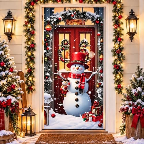 Christmas Door Cover Decorations Banner for Front Door Reindeer and Santa by Unknown