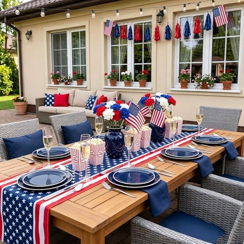 I00000 150Pcs Blue Plastic Plates, Disposable Plates with Silverware Set - Image 3