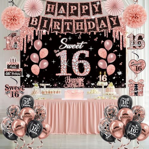 50Pcs Sweet 16 Birthday Party Decorations for Girls,Pre-Assembled Party Set - Image 2