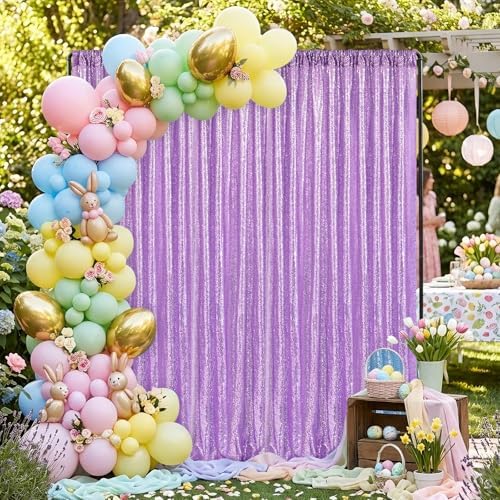 Lavender Sequin Backdrop Curtains-1 Panel 3FTx8FT Light Purple Backdrop for Wedding, Glitter Party Decorations Background Drapes for Birthday Party Anniversary Graduation Photo Booth Decor - Image 5