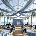 2 Panels 5ft(W) x 20ft(L) Dusty Blue Ceiling Drapes for Wedding Parties by PartyVillage