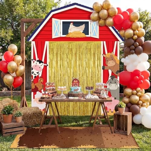 VitalCozy 7 Pcs Farm Theme Party Decorations Awning Banner Rug Backdrop - Image 4