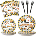 100 Pcs Construction Birthday Party Plates and Napkins Set Dump Truck Birthday Party Decorations Supplies Construction Tableware Construction Themed Party Favors for Boys Birthday Serves 25 by Qyeahkj