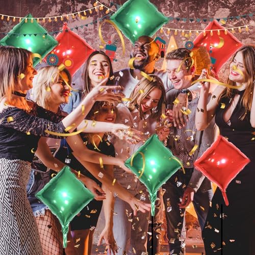 25PCS Green Red Square Foil Balloons Wall Backdrop - Image 6
