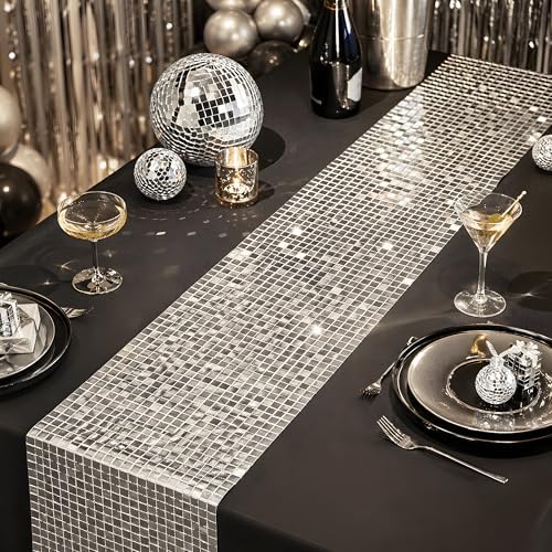 Disco Party Decorations - Glitter Disco Table Runner | Retro 70s 80s Disco Ball Decor Indoor Outdoor - Silver Sequin Party Favors Supplies for Wedding Bachelorette Birthday Dance Party - Image 6