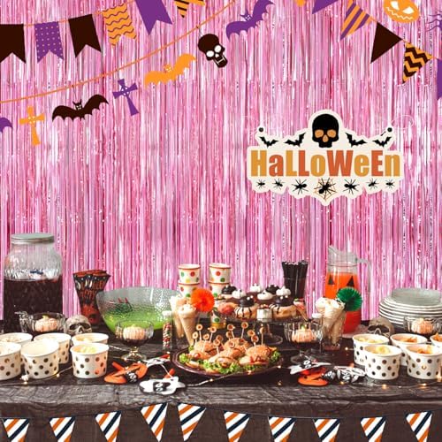 2Pack Glitter Pink Backdrop Pink Foil Curtain for Birthday Party Decoration - Image 5