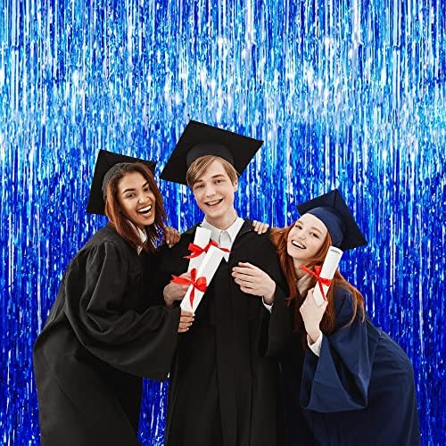 GOER 3.2 ft x 9.8 ft Metallic Tinsel Foil Fringe Curtains Party Photo Backdrop Party Streamers for Birthday,Graduation,New Year Eve Decorations Wedding Decor (Navy Blue,2 pcs) - Image 5