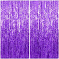 2 Pack Foil Curtain Backdrop Purple Metallic Tinsel Foil Fringe Curtains Photo Booth Props for Birthday Wedding Engagement Baby Shower Bachelorette Christmas Holiday Celebration Party Decorations by KEJ