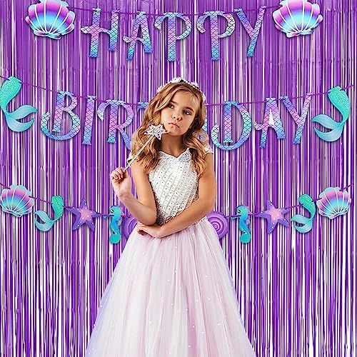 Purple Tinsel Fringe Party Backdrop - 3.2ft X 8.2ft - 2 Packs - Image 2