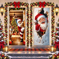 Christmas Door Cover Decorations Banner for Front Door Reindeer and Santa by Unknown