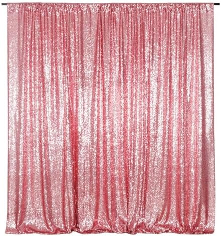 Poise3EHome 10FT x 10FT Sequin Photography Backdrop Curtain for Party Decoration, Fuchsia Pink by Poise3EHome