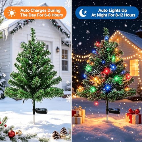 Solar Christmas Tree, Outdoor Christmas Decorations Waterproof Solar Lights - Image 4
