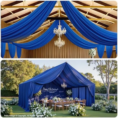 50ftx40ft Royal Blue Ceiling Curtain for Wedding Parties - Image 3