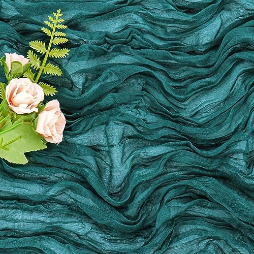 Teal 10FT Cheesecloth Table Runner Boho Gauze Fabric Table Runner Rustic Sheer Runner for Wedding Bridal Baby Shower Birthday Party Boho Table Decor（1 Pack Teal） - Image 5
