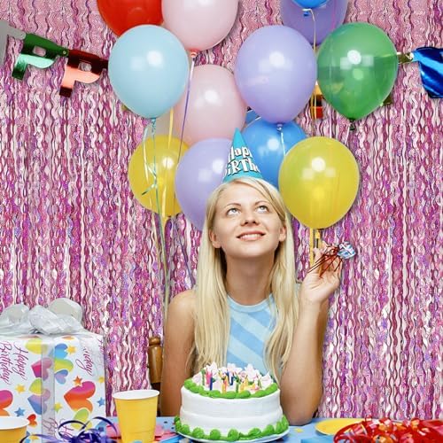 Tinsel Foil Fringe Curtains Wavy Backdrop for Parties Sparkle Metallic Wavy Foil Fringe Backdrop Curtain for Party Decorations Photo Booth Props for Birthday Graduation Wedding - Image 5