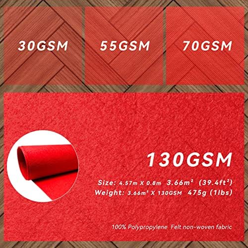 EZLucky Red Carpet Runner for Party, 2.6 x 15 ft, 130 GSM Felt Fabric - Image 3