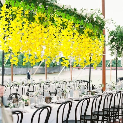 AITISOR 24 Pack Artificial Fake Wisteria Vine Ratta (3.75 Feet) Hanging Garland Silk Flowers String Home Party Wedding Decor (Yellow) - Image 4