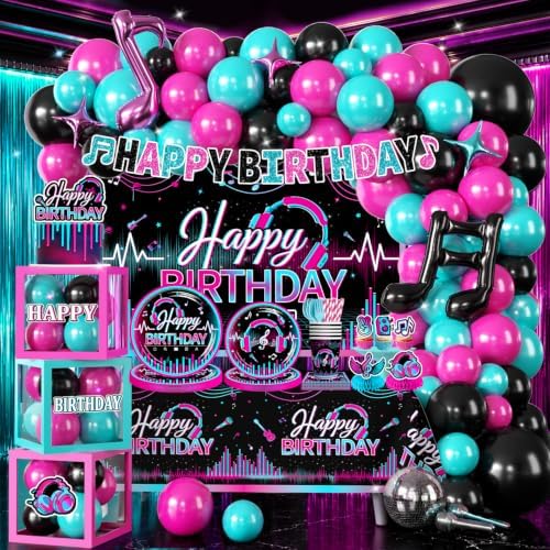 Cocomigo 303pcs Music Birthday Decorations, All-in-One Set Serves 25 by cocomigoPartyHome