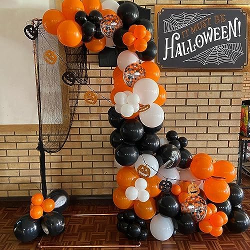 Halloween Balloons Black Orange Balloons Set, 50Pcs 12inch Black White Orange Confetti Latex Balloon Halloween Balloon for Celebration Party Bar Anniversary Graduation Decoration - Image 5