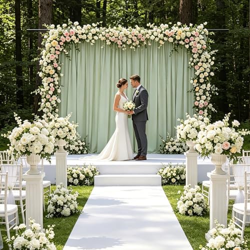Pea Green Backdrop Curtains 10ftx10ft Garden Polyester Photo Drapes - Image 2