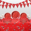 Tegeme 123 Pcs Western Cowboy Party Tableware Set for 30 Guests, Red by Tegeme