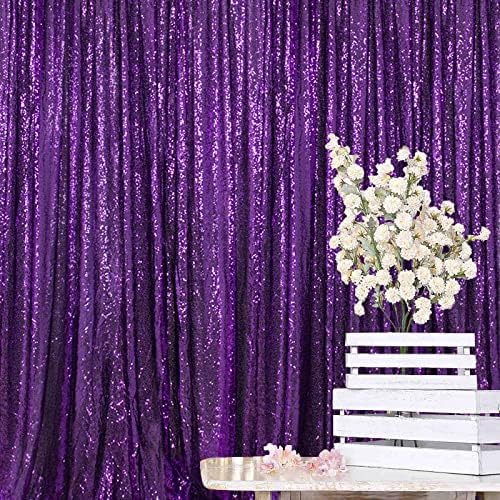 ShinyBeauty Sequin Backdrop 8ftx10ft Royal Purple Sequin Fabric Drapes Sparkle Backdrops for Photoshoot Glitter Curtain for Birthday Party Background by ShinyBeauty