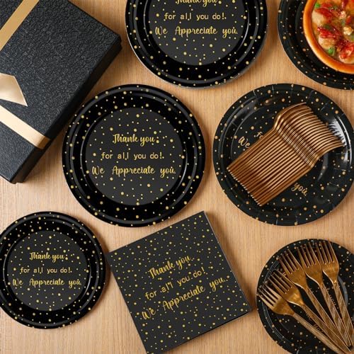 Geyoga 96 Pcs We Appreciate You Decoration Set,Black and Gold,Thankful - Image 5