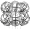 6pcs 22 Inch Silver Disco Ball Balloons, Silver Big Disco Balloons, 4d Large Foil Aluminum Balloon For Birthday Baby Shower 70s 80s 90s Theme Party Wedding Engagement Graduation New Year Decoration by Paready