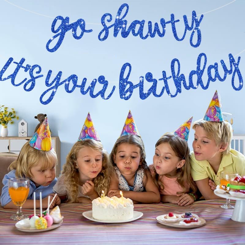 BEISHIDA Glitter Blue Pre-Strung Go Shawty It's Your Birthday Banner Decor - Image 4