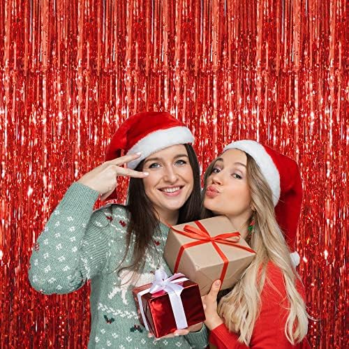 GOER 3.2 ft x 9.8 ft Metallic Tinsel Foil Fringe Curtains Party Photo Backdrop Party Streamers for Birthday,Graduation,New Year Eve Decorations Wedding Decor (1 Pack, Red) - Image 5