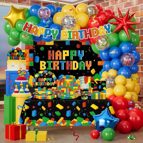 310PCS Building Block Birthday Decorations Serves 25 by Unknown