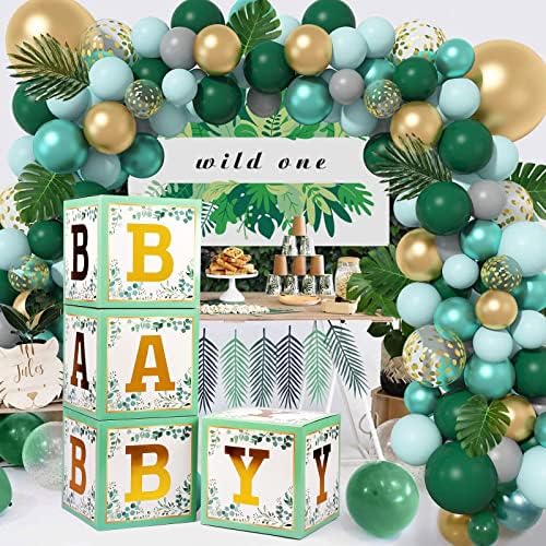 Voircoloria Baby Boxes with Letters, Sage Green,4 Transparent Balloon Boxes - Image 6