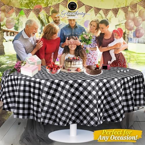 Grandipity Plastic Table Cloth Disposable 12 Pack 84" Round Gingham - Image 6