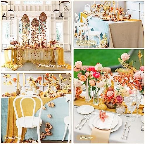 35x120 Inch Mustard Cheesecloth Table Runner Fall Thanksgiving Boho Decor - Image 6