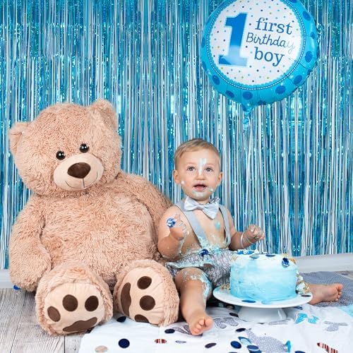 Melsan Teal Blue Foil Curtain Backdrop for Birthday Decorations, 2 Pack - Image 5