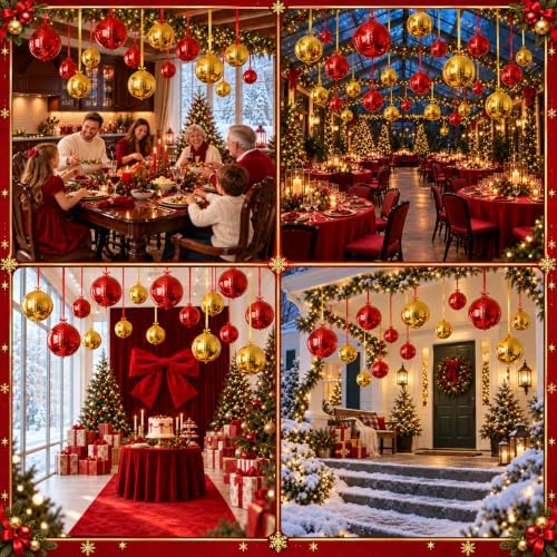 Togvu Red Gold Round Foil Balloons, 16PCS Different Sizes 4D Sphere Balloon - Image 6