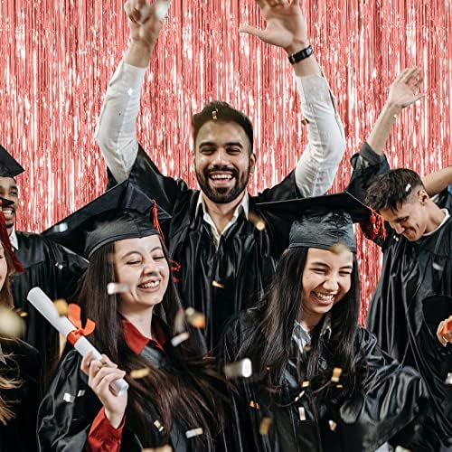 5 Pack Foil Curtain Backdrop Rose Gold Metallic Tinsel Foil Fringe Curtains Photo Booth Props for Birthday Wedding Engagement Baby Shower Bachelorette Christmas Holiday Celebration Party Decorations - Image 2