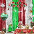 Christmas Party Decorations Set, Merry Christmas Banner, Multicolor Fringe Curtains, Xmas Tree Deer Tablecloth, Santa Cake Topper, Foil Balloons, Snowman Hanging Snowflakes Swirls by Tentinstar