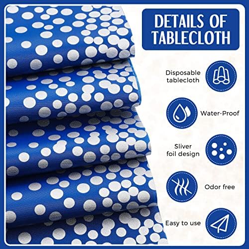 Breling 24 Packs Tablecloths Satin Runner Navy Blue and Silver Graduation - Image 3