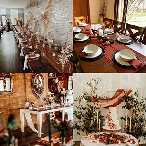12 Pack Gery Cheesecloth Table Runner 10ft Boho Gauze Cheese Cloth Table Runner Rustic Sheer Runner 120 inch Long for Christmas Wedding Table Decorations - Image 7