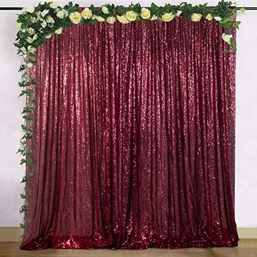 ShinyBeauty Burgundy Backdrop for Party 8X8FT Sequin-Backdrop-Curtain Shimmer Wall Photo Backdrops Maroon Curtains Backgrouns Christmas Decorations - Image 2