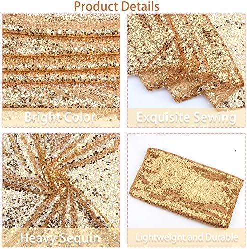 12 Packs 12 X 72 Inch Sequin Table Runner Glitter Dining Table Runner for Birthday Wedding Engagement Bridal Baby Shower Bachelorette Holiday Celebration Party Supplies Decorations (Champagne Gold) - Image 4